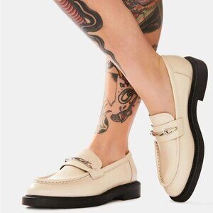 Vagabond Cream Loafers with Black Sole
